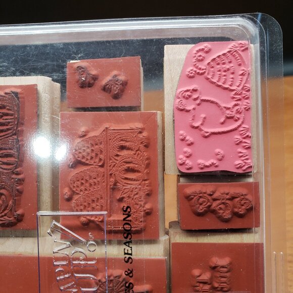 Stampin’ Up! Times and Seasons 1999 Set of 6 + Bonus Wood-Mounted Rubber Stamp - Picture 2 of 6